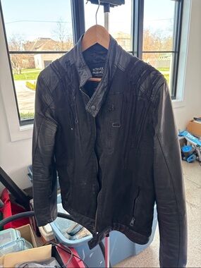 Schott NYC Black Leather Fringe Moto Jacket